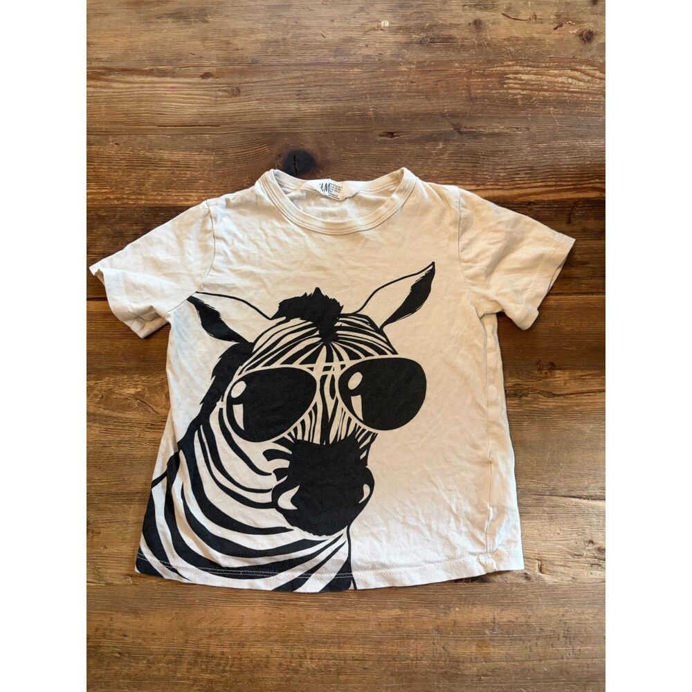 H&M Zebra Sunglasses Graphic Cotton T-Shirt Toddler 2-4Y 98/104